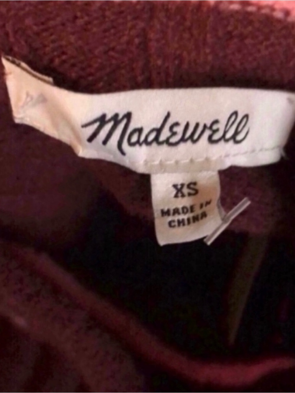 New Madewell Sweater Women’s Burgundy & Pink Stipe Mock neck Casual Knit Sz XS - Picture 7 of 11